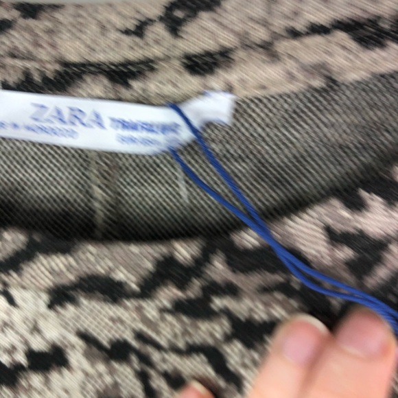 Zara Animal Print Belted Long Sleeve Midi Dress Knit Small Gray Black - Picture 3 of 5